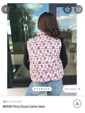 Birdies Pink, Brown & White Camo Puffer Vest